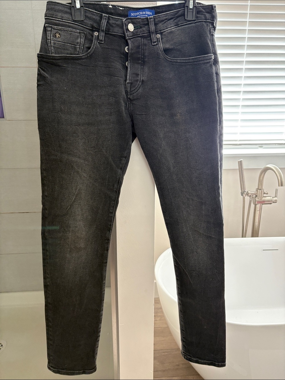 Scotch & Soda Slim Black Men's Jeans with Subtle Fading